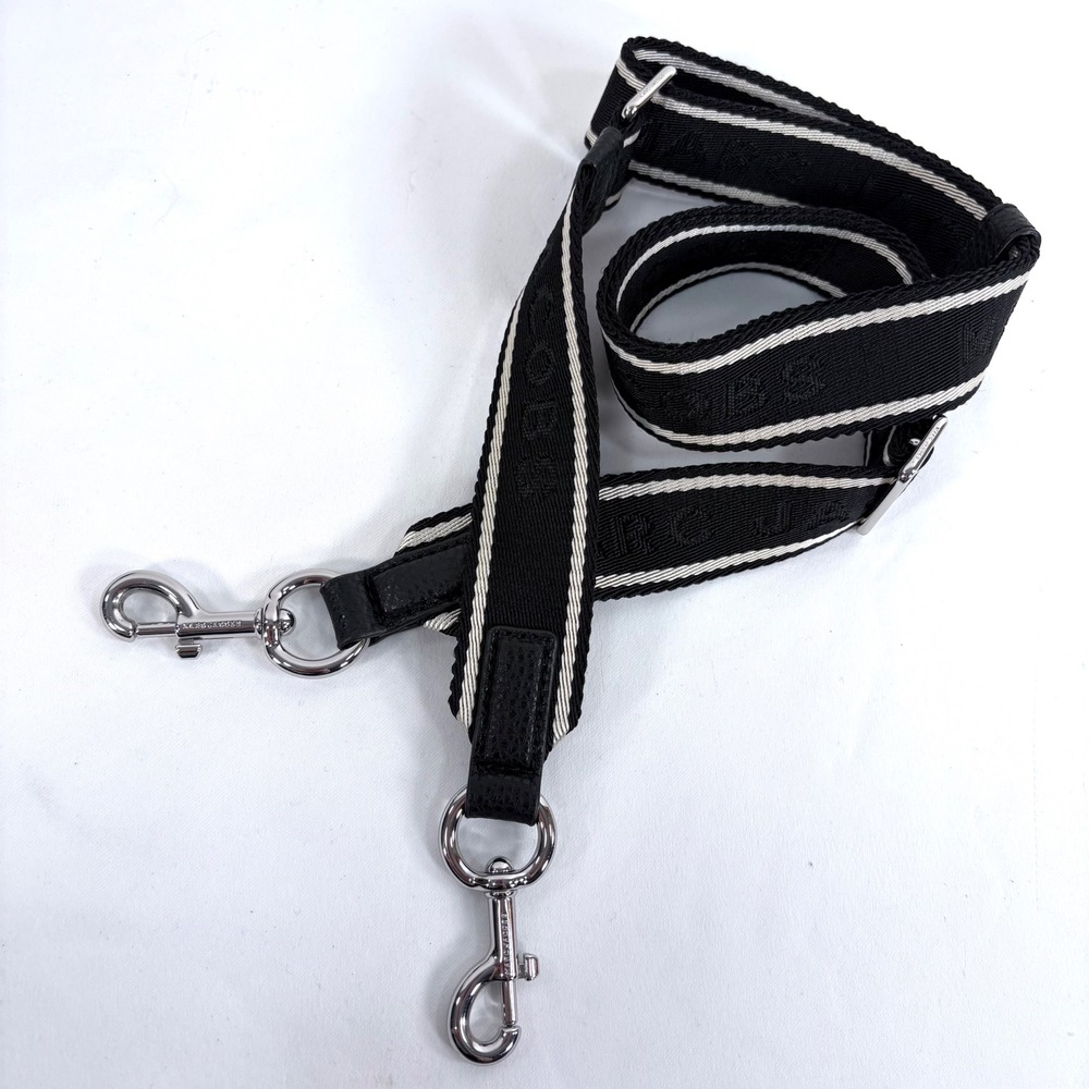 Marc Jacobs Webbing Bag Strap Black White Logo Adjustable Silver Hardware